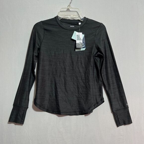 DSG Shirt‎ Girls Small Heather Black Stretch Performance Long Sleeve Crew Neck - Picture 1 of 5